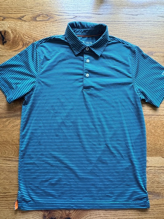 Maelreg Other - Maelreg Teal and Navy Performance Striped Polo- boys 14/16